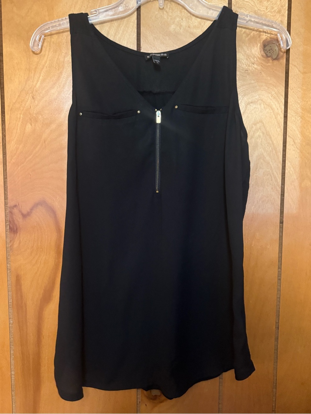 Express Black Sleeveless Zip-Front Tank Top
